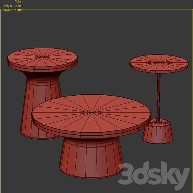 Marble Topped Pedestal Side Table West Elm 3DS Max Model - thumbnail 5