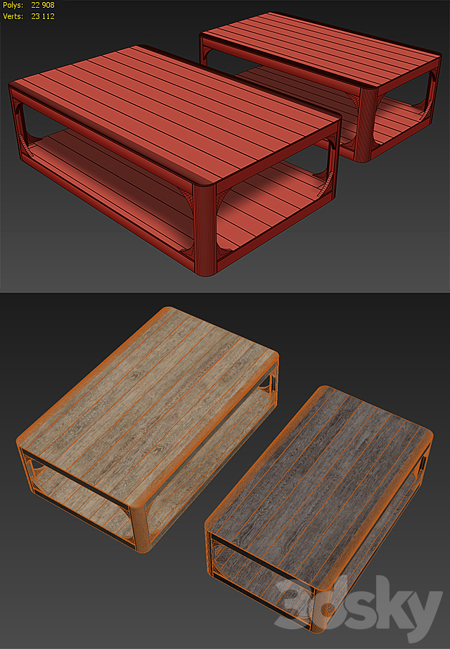 MARTENS RECTANGULAR COFFEE TABLE 3DS Max Model - thumbnail 3