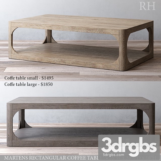 Martens Rectangular Coffee Table 3dsmax Download - thumbnail 1