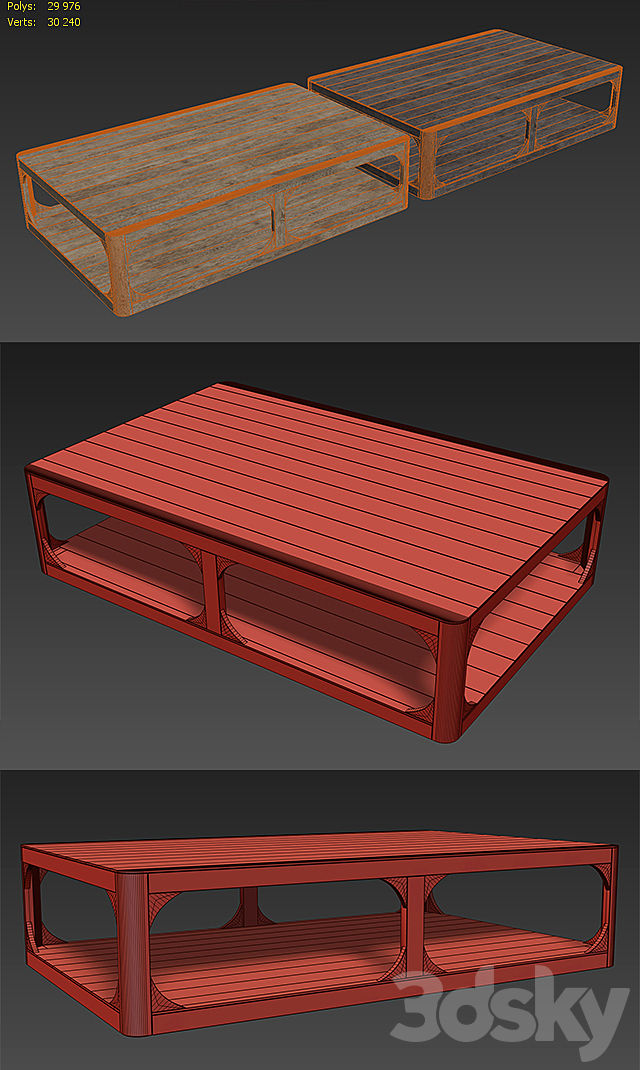 MARTENS RECTANGULAR LARGE COFFEE TABLE 3DS Max Model - thumbnail 3