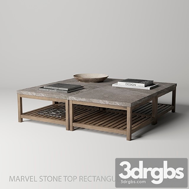 Marvel stone top rectangular coffee table 2 3dsmax Download - thumbnail 1