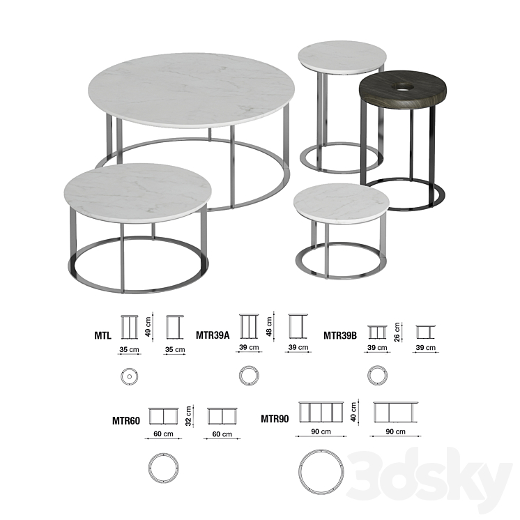 Mera table set. B&B Italia. 3DS Max - thumbnail 2