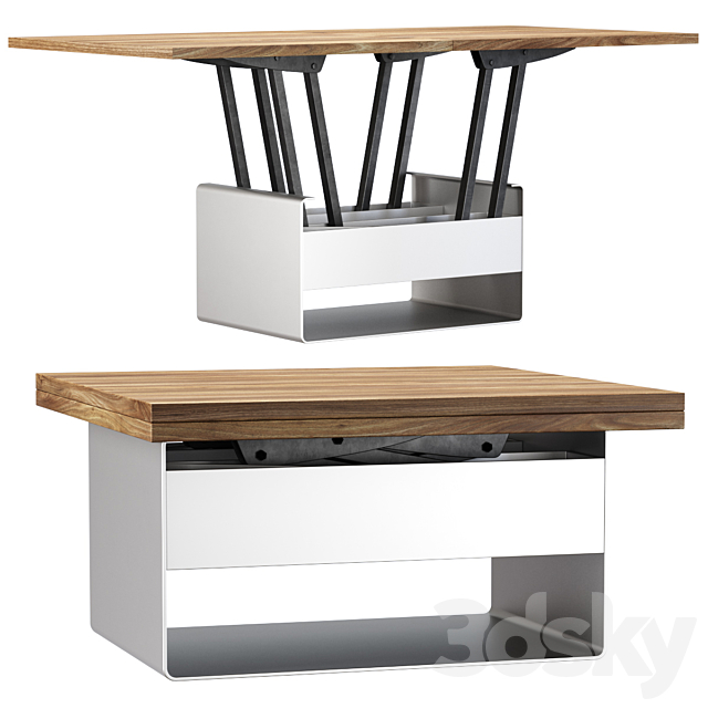 Mesa de centro transformable table Sedit Mesita baja WIND _ Table transformer 3DS Max Model - thumbnail 2