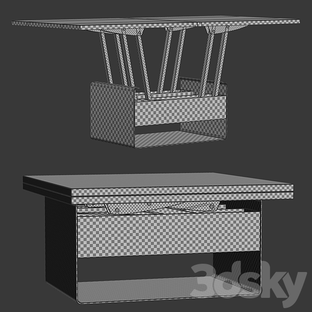 Mesa de centro transformable table Sedit Mesita baja WIND _ Table transformer 3DS Max Model - thumbnail 5