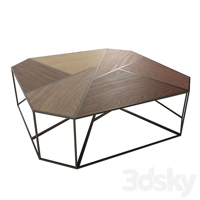 Metal coffee table with wooden countertop 3DSMax File - thumbnail 2