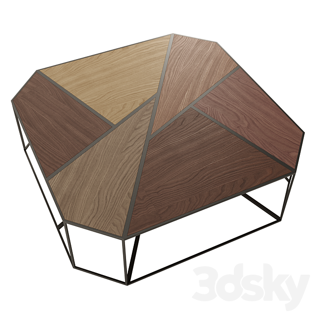 Metal coffee table with wooden countertop 3DSMax File - thumbnail 3