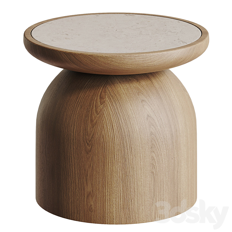 Mezcalitos Set Contemporary White Oak Limestone Side Table by SinCa Design 3DS Max Model - thumbnail 2