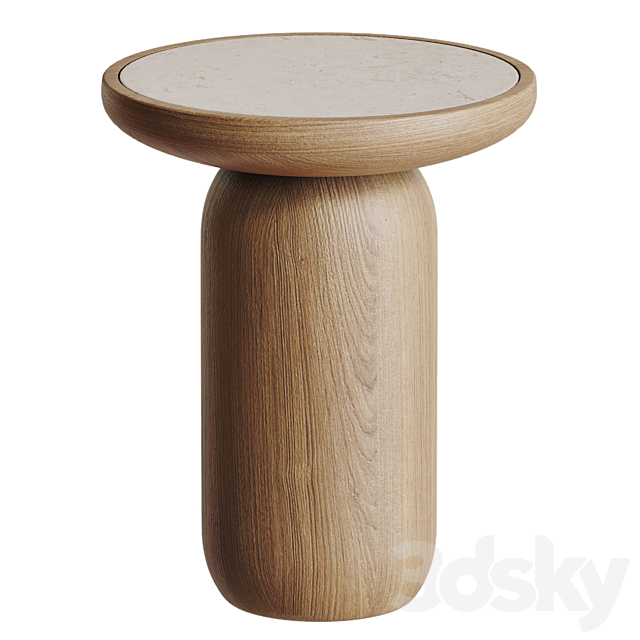 Mezcalitos Set Contemporary White Oak Limestone Side Table by SinCa Design 3DS Max Model - thumbnail 3