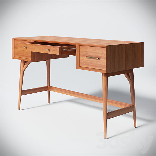 Mid-Century Desk 3DS Max Model - thumbnail 2