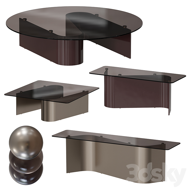 Minotti \/ Bender Tables Set 1 3DS Max - thumbnail 1