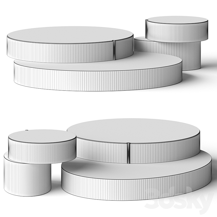 Minotti Benson Coffee Table Set 3DS Max - thumbnail 2