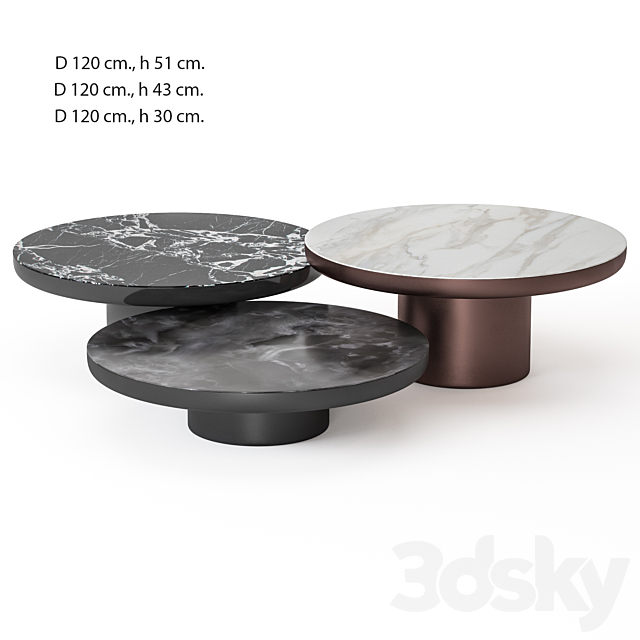 Minotti Brady coffee tables 3DS Max Model - thumbnail 4