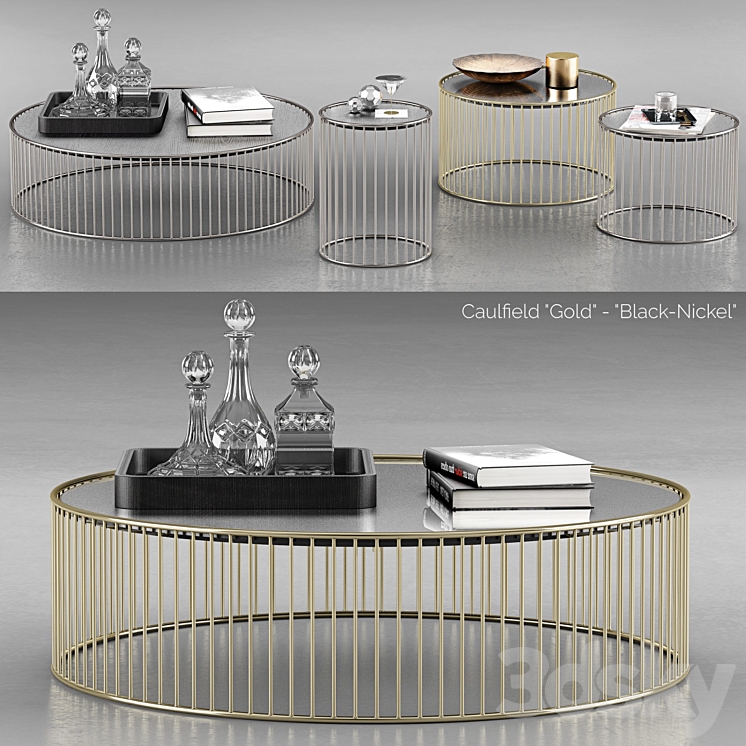 Minotti Caulfield Gold Black Nickel Coffee Tables 3DS Max - thumbnail 1