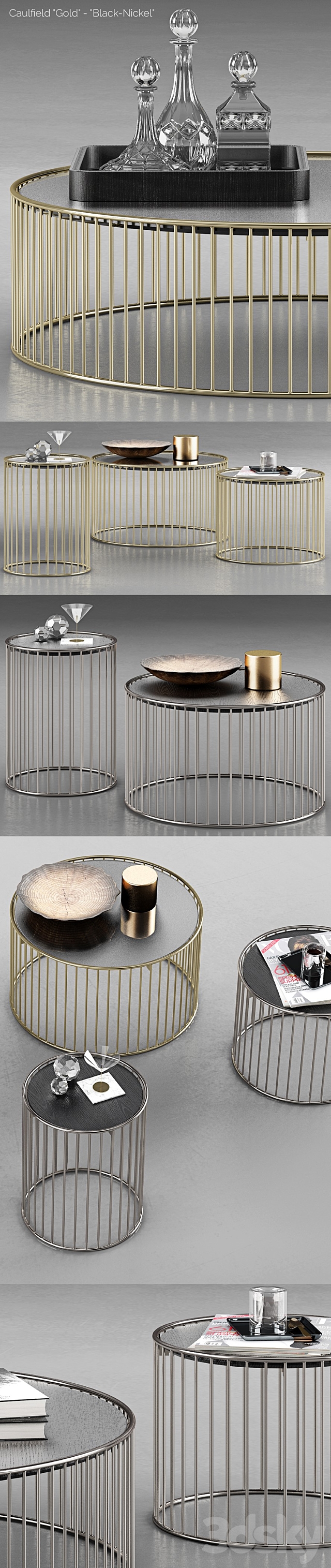 Minotti Caulfield Gold Black Nickel Coffee Tables 3DSMax File - thumbnail 3