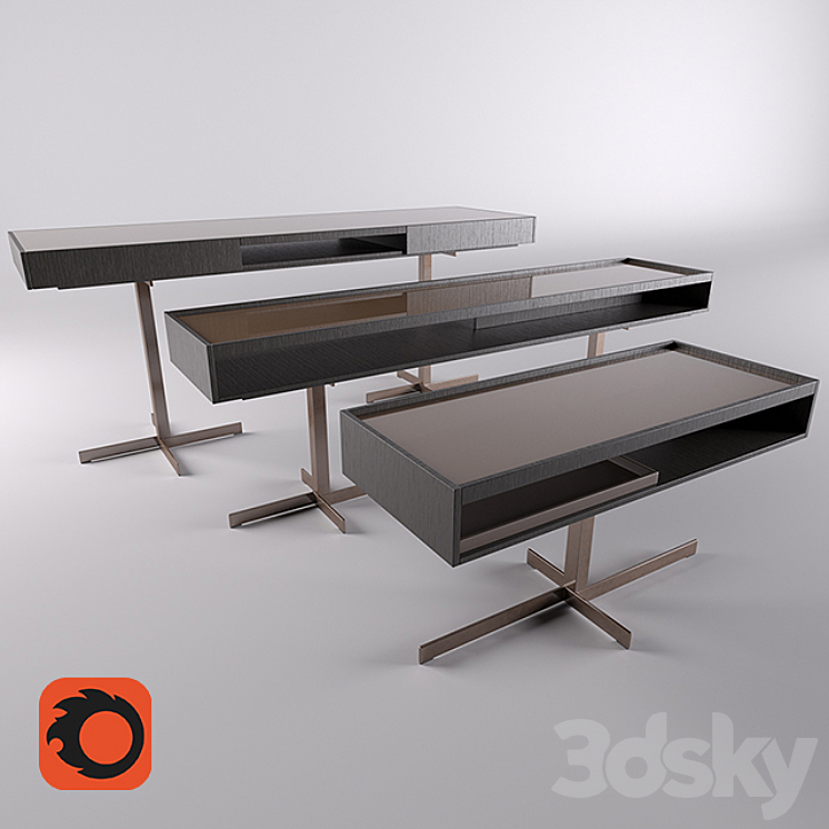 Minotti Close Table Set 3DS Max - thumbnail 1