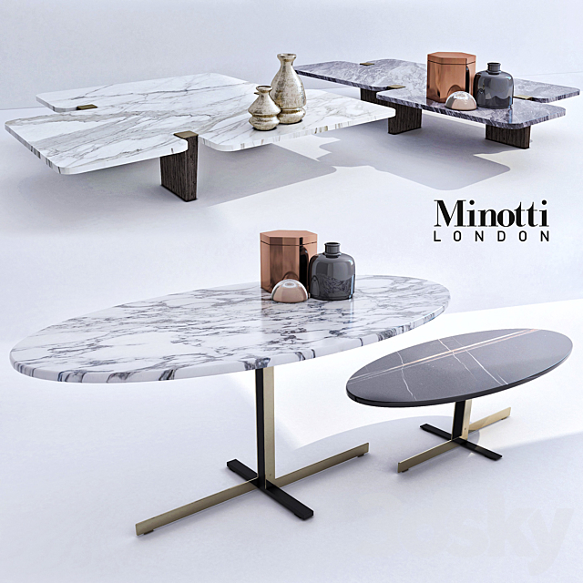 Minotti coffee tables 3DS Max Model - thumbnail 2