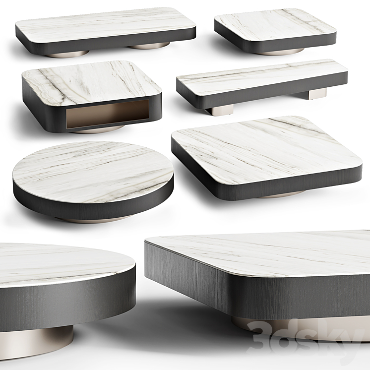 Minotti coffee tables MILTON 3DS Max Model - thumbnail 2