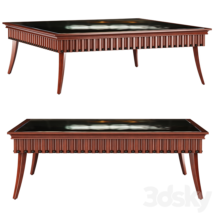 Minotti Collezioni square coffee table \/ Wooden coffee table 3DS Max Model - thumbnail 2