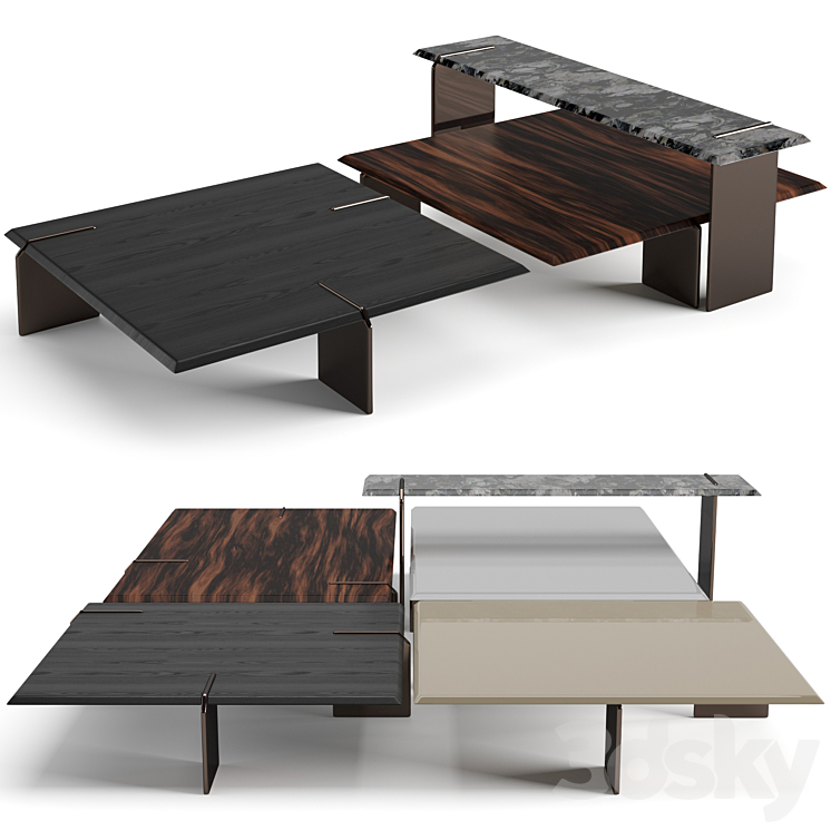 Minotti Keel square coffee tables set 3DS Max - thumbnail 1