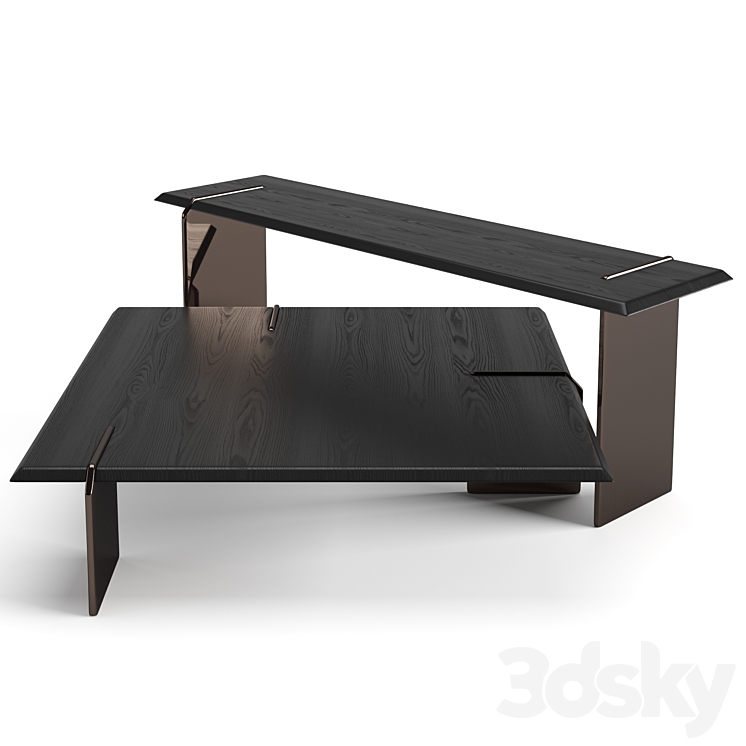 Minotti Keel square coffee tables set 3DS Max - thumbnail 2