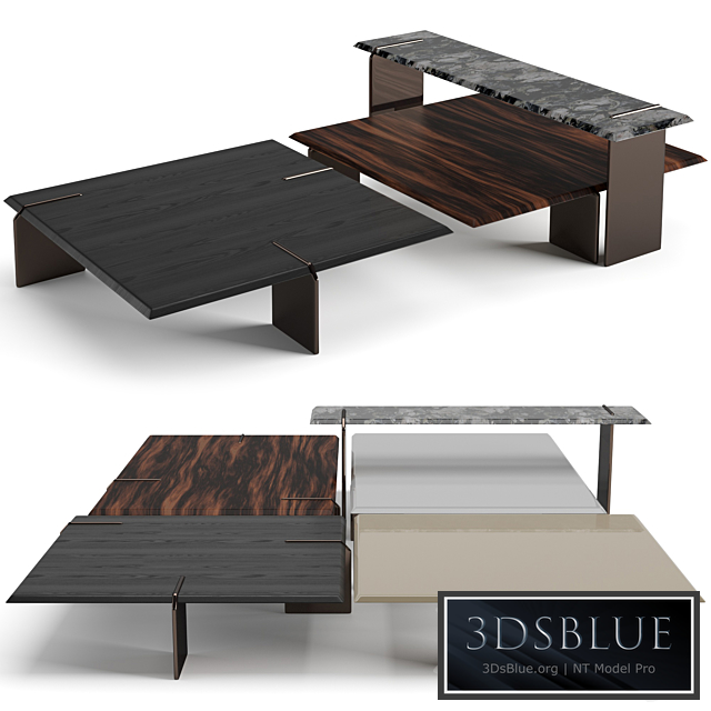 Minotti Keel square coffee tables set 3DS Max - thumbnail 3