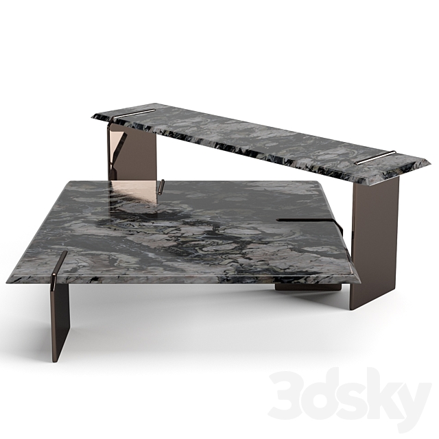 Minotti Keel square coffee tables set 3DSMax File - thumbnail 3