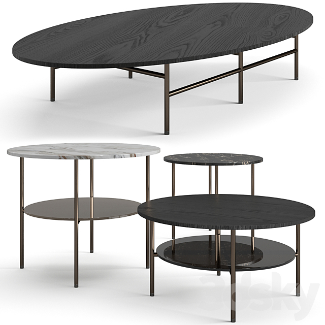 Minotti Lelong23 coffee tables set 3ds Max - thumbnail 1