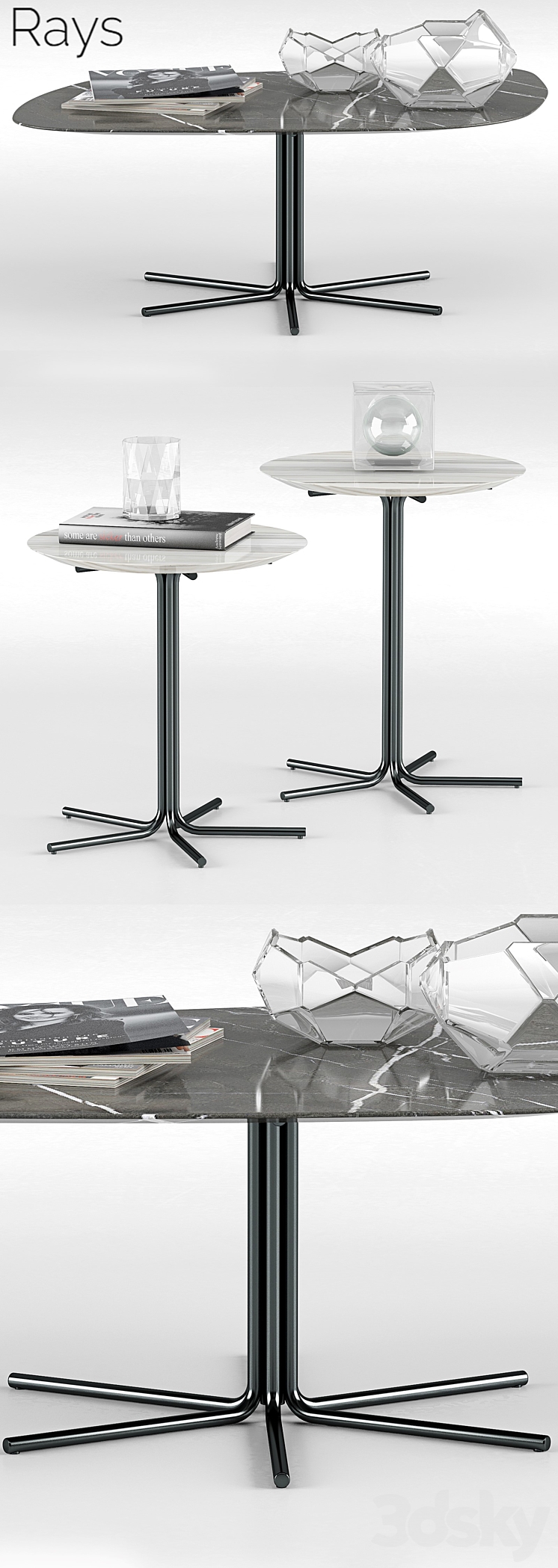 Minotti Rays Coffee Tables 3DS Max - thumbnail 2