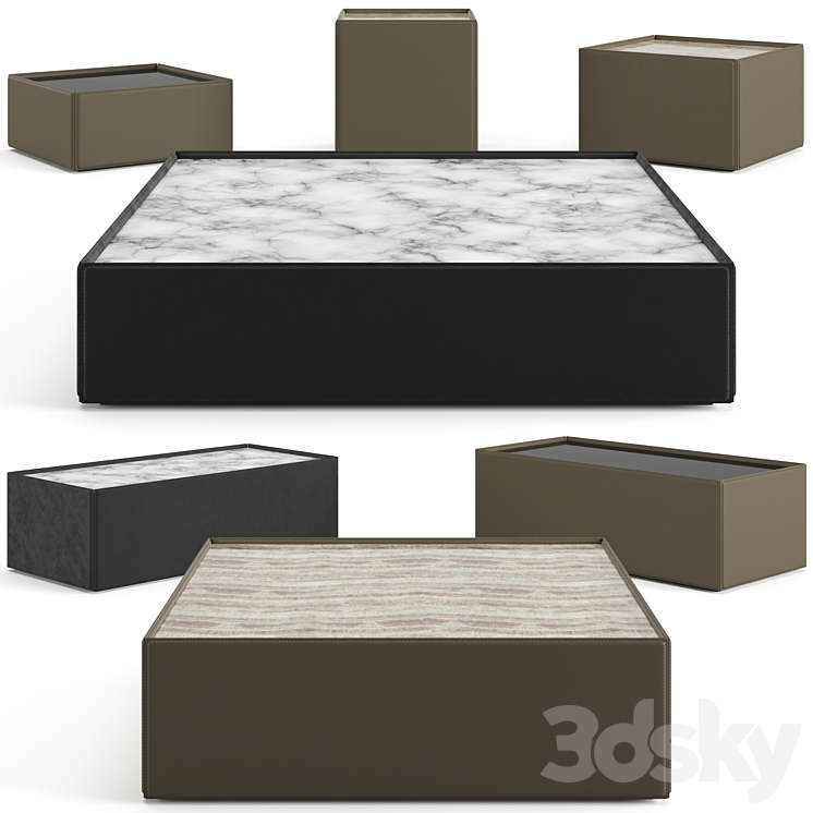 Minotti Side coffee tables set 3DS Max Model - thumbnail 1