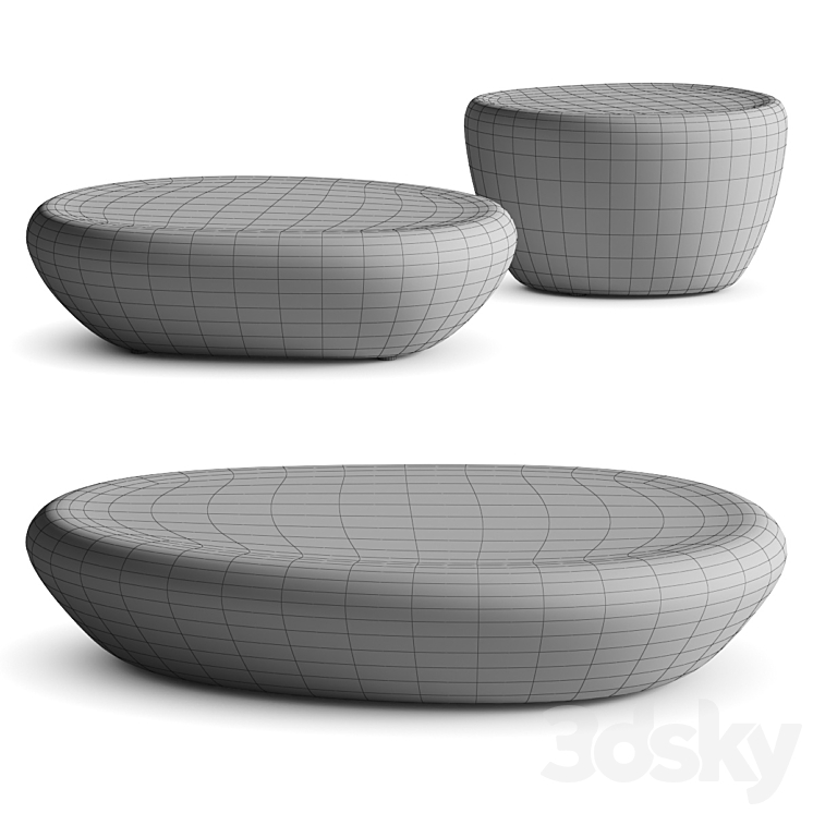 Minotti Stony Coffee Tables 3DS Max Model - thumbnail 2