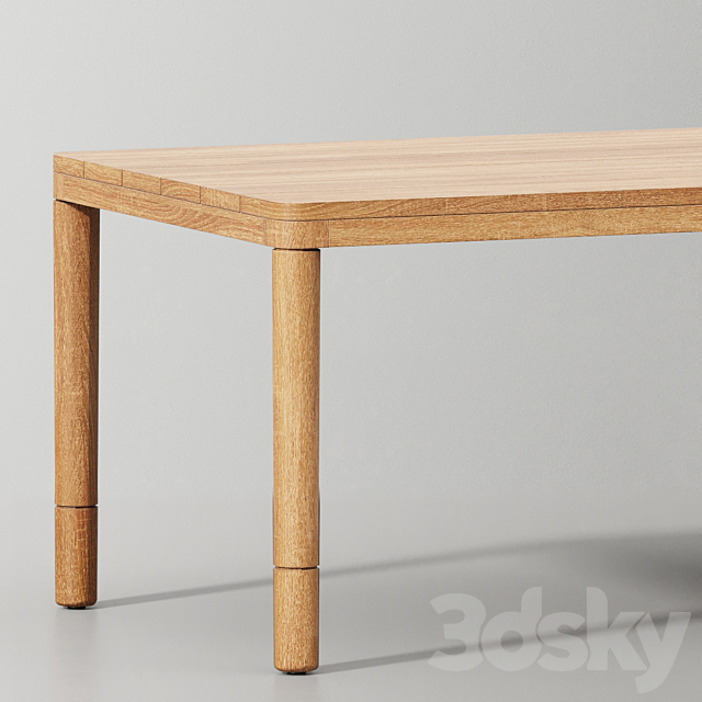 MIRAMAR TEAK DINING TABLE 3DS Max Model - thumbnail 2