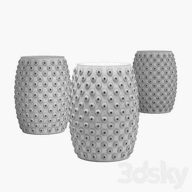 Mistana hoddesd drum ceramic garden stool 3DS Max Model - thumbnail 5