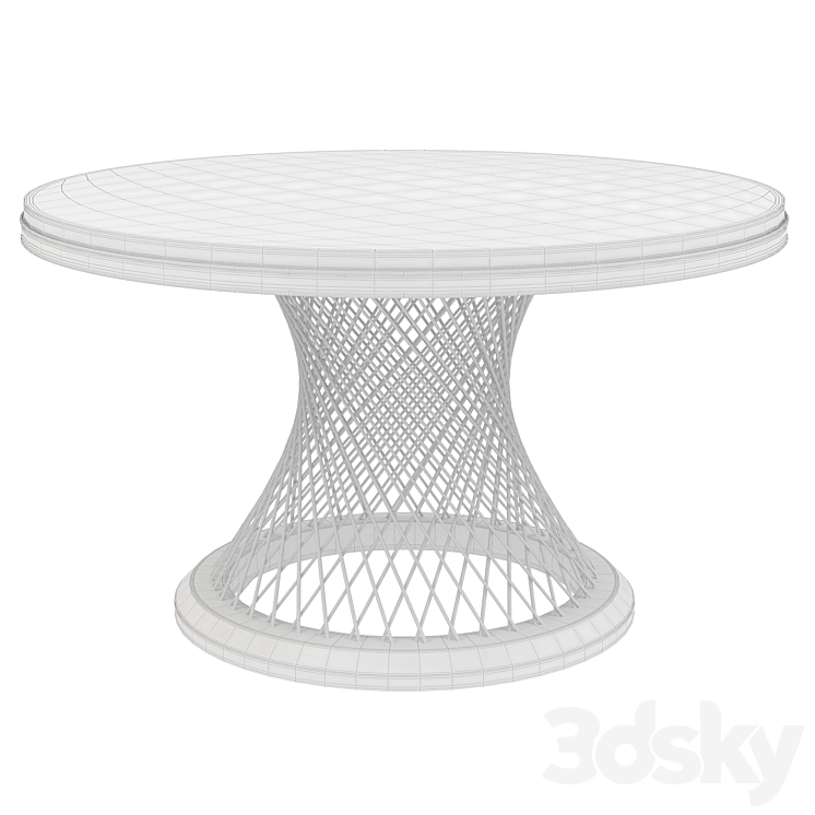 Modern Round Dining Table Stainless Steel Sintered Stone Plinth Tabletop Golden 3DS Max Model - thumbnail 2