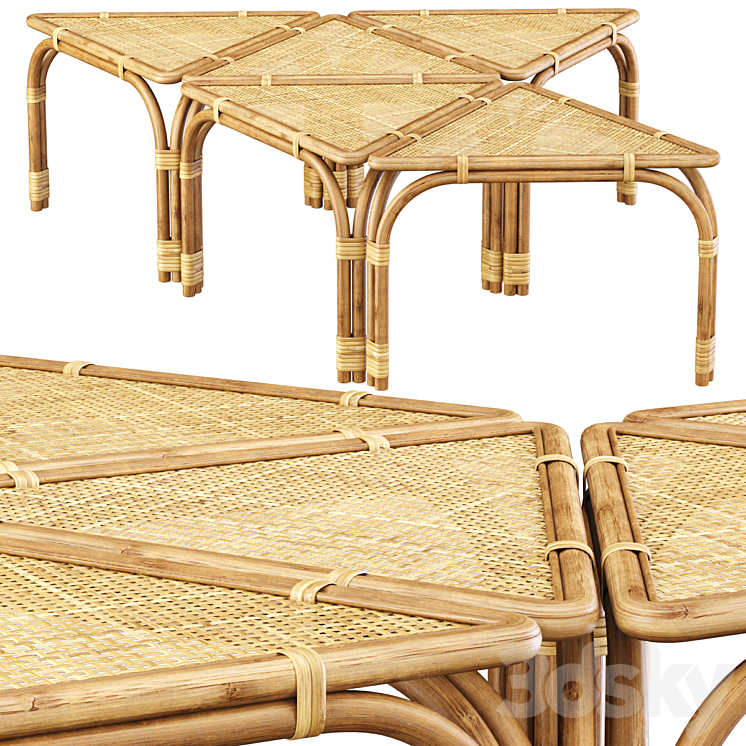 Modular rattan tables 3DS Max Model - thumbnail 1