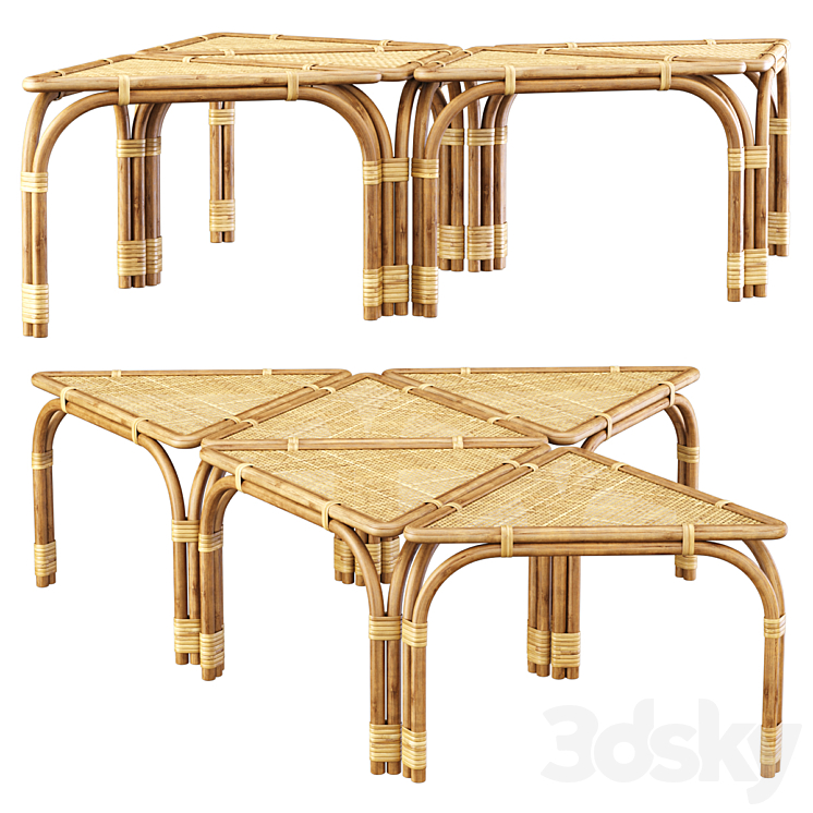 Modular rattan tables 3DS Max Model - thumbnail 2