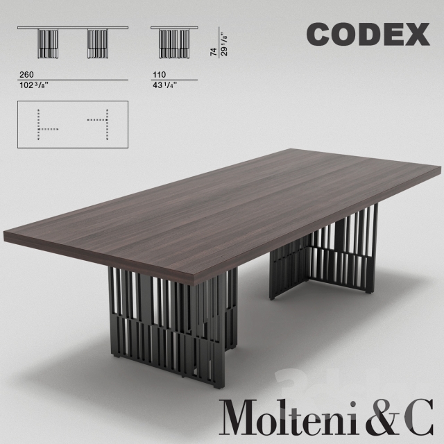 Molteni Codex Table 3DS Max - thumbnail 3