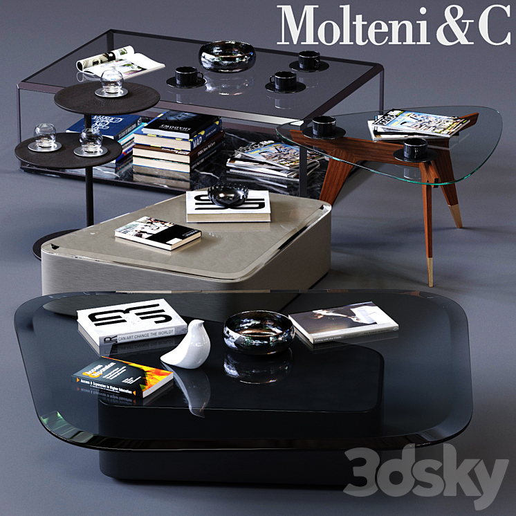 Molteni&C Coffee Tables Set 01 3DS Max - thumbnail 1