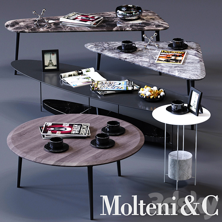 Molteni&C Coffee Tables Set 02 3DS Max - thumbnail 1