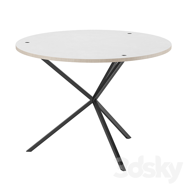 NEB Round Table White Laminate Black 1000×1000 3DSMax File - thumbnail 1