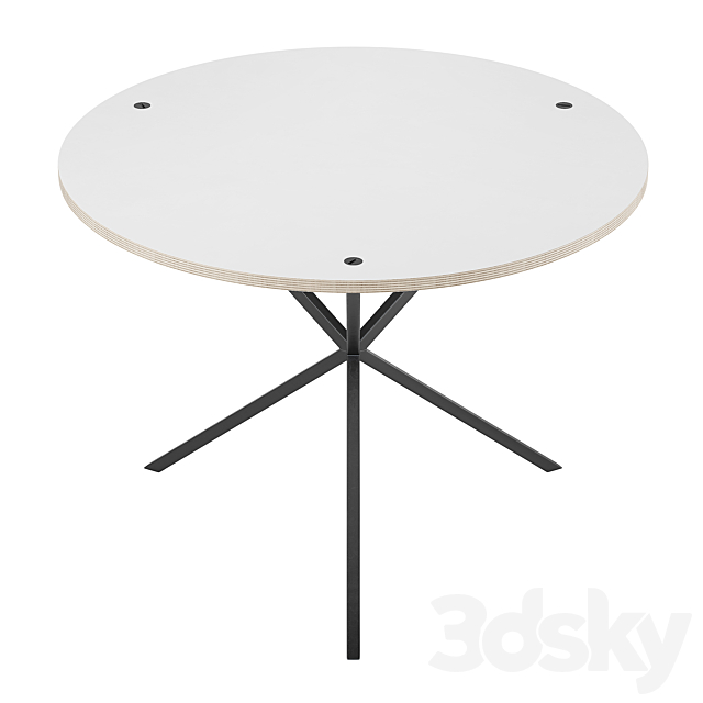 NEB Round Table White Laminate Black 1000×1000 3DSMax File - thumbnail 2