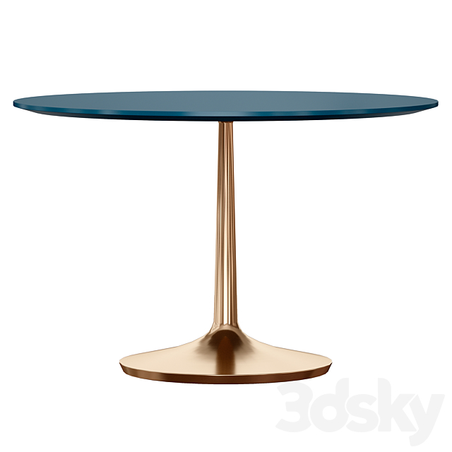 Nero 48 “Blue Lacquer Dining Table with Brass Base (Crate and Barrel) 3DS Max Model - thumbnail 2