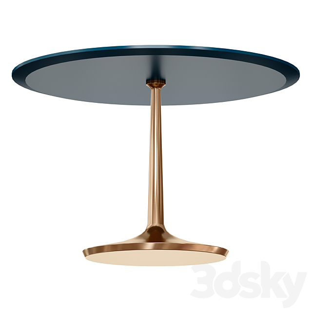 Nero 48 “Blue Lacquer Dining Table with Brass Base (Crate and Barrel) 3DS Max Model - thumbnail 3