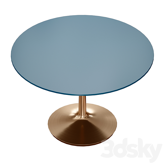 Nero 48 “Blue Lacquer Dining Table with Brass Base (Crate and Barrel) 3DS Max Model - thumbnail 4