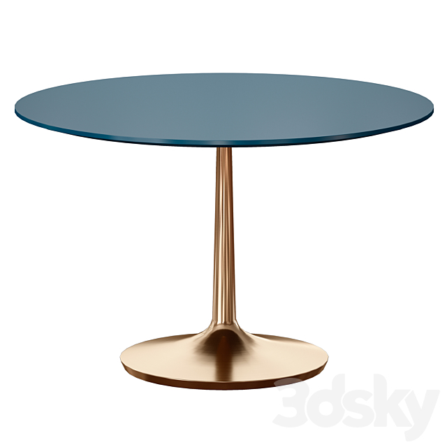 Nero 48 “Blue Lacquer Dining Table with Brass Base (Crate and Barrel) 3DS Max Model - thumbnail 5