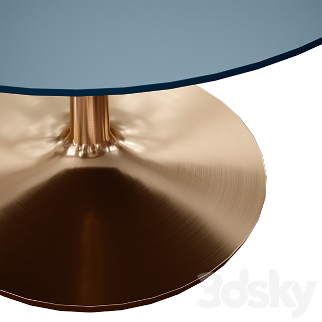 Nero 48 “Blue Lacquer Dining Table with Brass Base (Crate and Barrel) 3DS Max Model - thumbnail 6