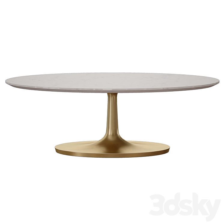 Nero White Marble Oval Coffee Table (Crate and Barrel) 3DS Max - thumbnail 2