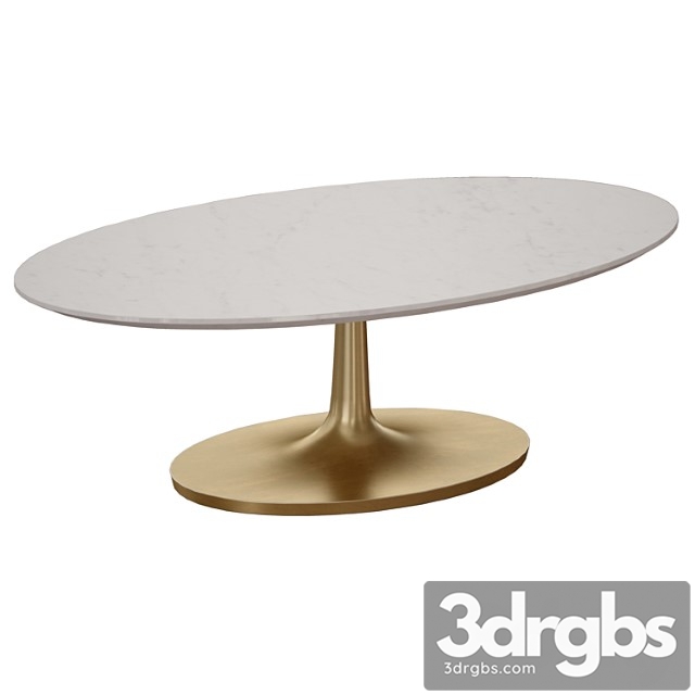 Nero white marble oval coffee table (crate and barrel) - thumbnail 1