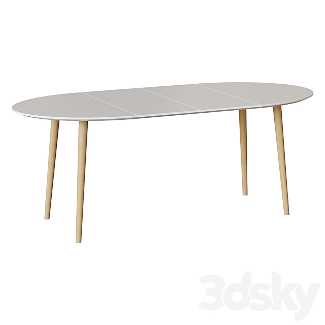 Oakland table white oval 3DS Max Model - thumbnail 2