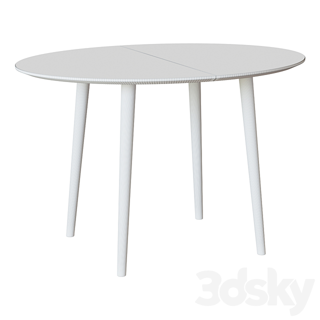 Oakland table white oval 3DS Max Model - thumbnail 3