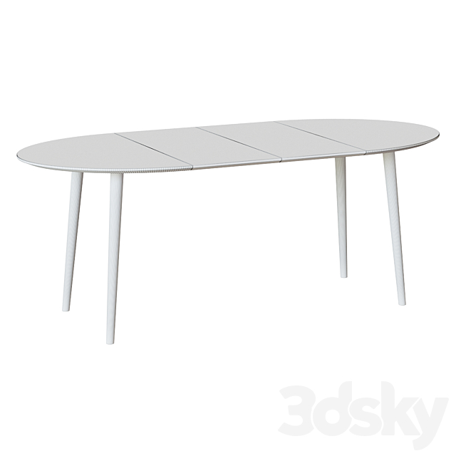 Oakland table white oval 3DS Max Model - thumbnail 4